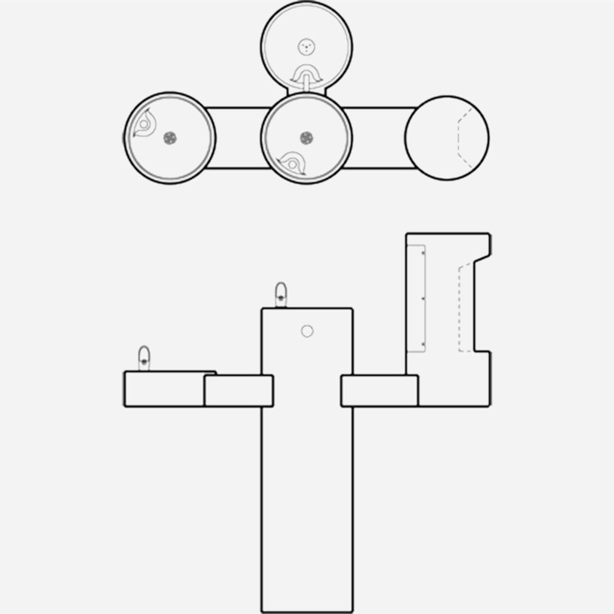 Murdock GYV34 Series Outdoor Pedestal Bi-Level Drinking Fountain with Bottle Filler