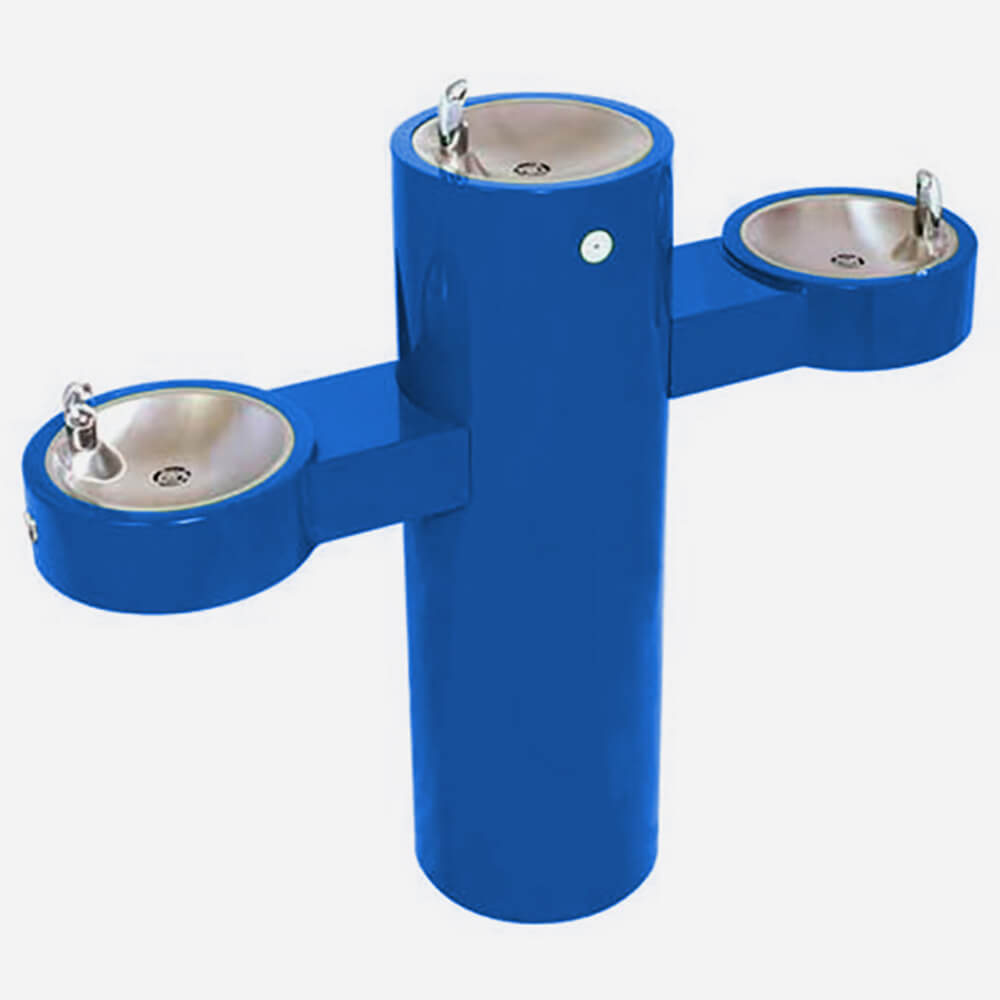 Murdock GRQ45 | Tri-Level Pedestal Mount Round Steel Drinking Fountain with Push Button