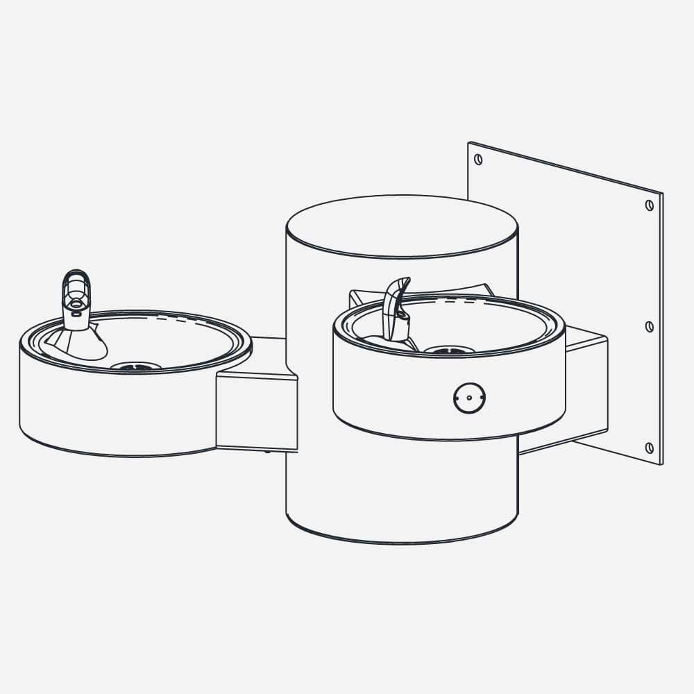 Murdock GRE24 Series Angled Bi-Level Wall-Mounted Drinking Fountain with Stainless Steel Construction