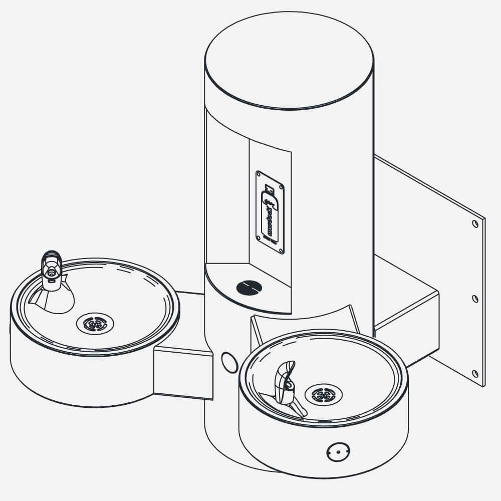Murdock GYE24 Series Wall-Mount Bottle Filler with Bi-Level Drinking Fountain