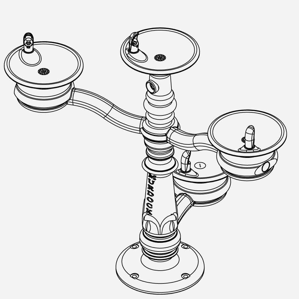 Murdock M-C76E Series Pedestal Drinking Fountain with Three Bowls & Victorian Design