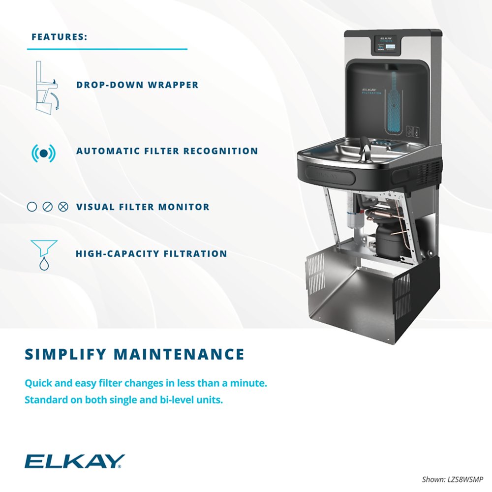 Elkay LZS8WSAP | Enhanced ezH2O Bottle Filling Station | Filtered, Refrigerated, Arctic White