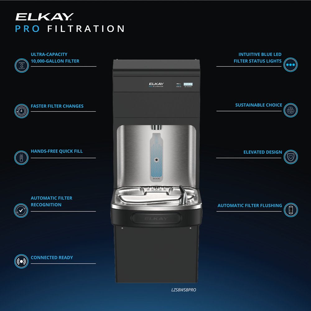 Elkay LZS8WSBPRO | Pro Filtration Bottle Station | 1.1 GPM Flow, 8.0 GPH Cooling