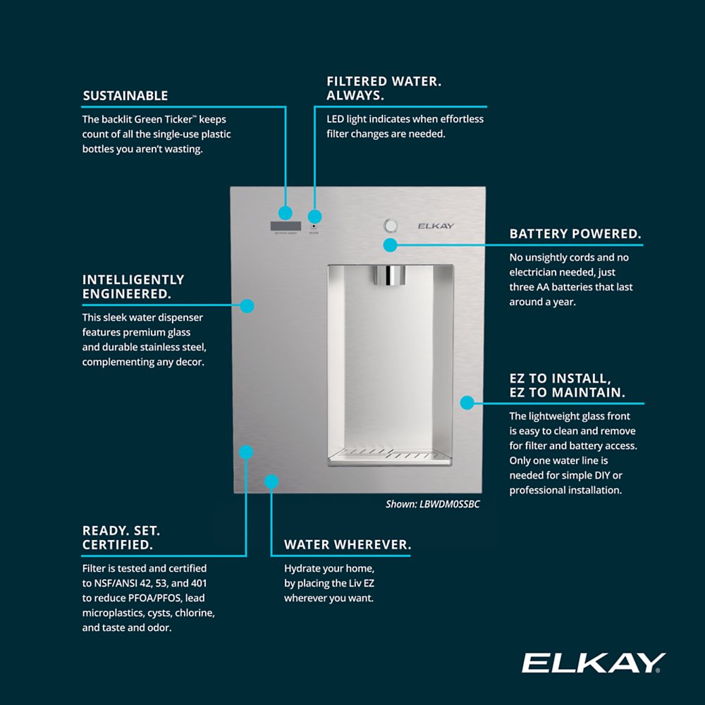 Elkay LBWDM0SSBC | Mechanical Built-in Filtered Water Dispenser with Steel Gray Finish