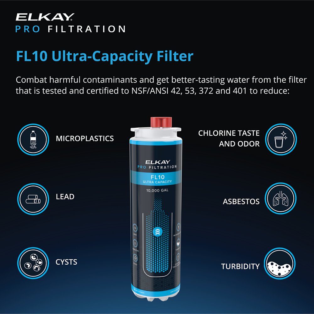 Elkay FL10 | Ultra-Capacity Lead + Microplastics 10000 Gallon Replacement Filter