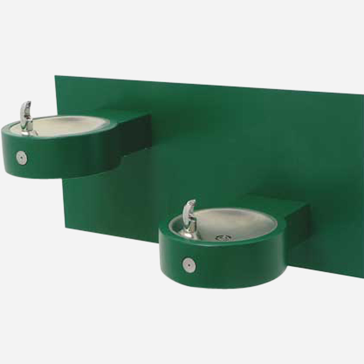 Murdock GRD65-BP6 | Bi-Level Wall Mount Round Steel Drinking Fountain with Push Button