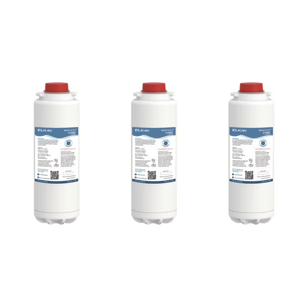 Set of three Elkay 51300C water filter cartridges – compatible with high-flow hydration systems