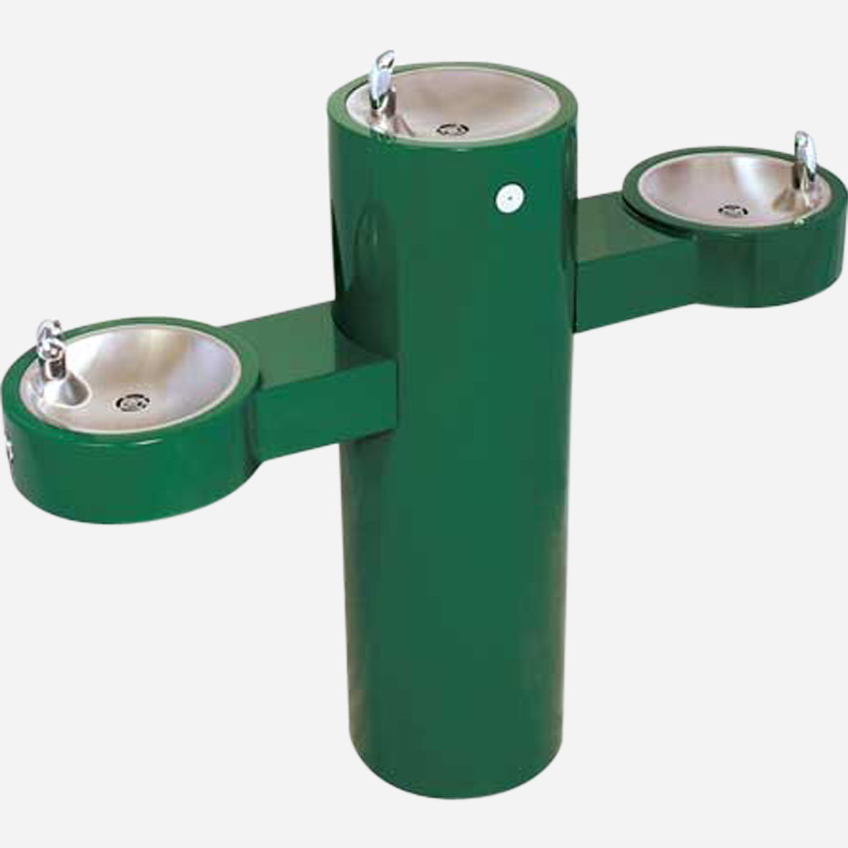 Murdock GRQ45 | Tri-Level Pedestal Mount Round Steel Drinking Fountain with Push Button
