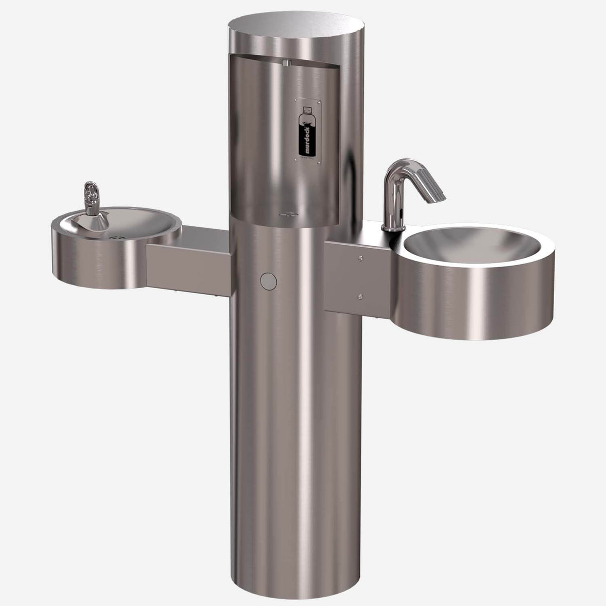 Murdock GWQ84 Series Outdoor Pedestal Hand Washing Station with Bottle Filler & Drinking Fountain