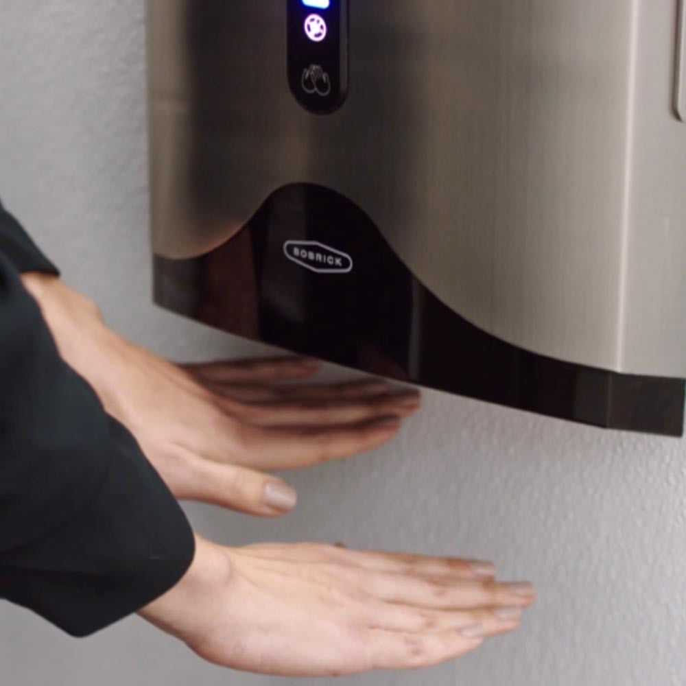 Bobrick B-9100 | PureDri Automatic Hand Dryer and Air, Hand Sanitizer, Satin (select the alternative AirDRI CompactDRI below)