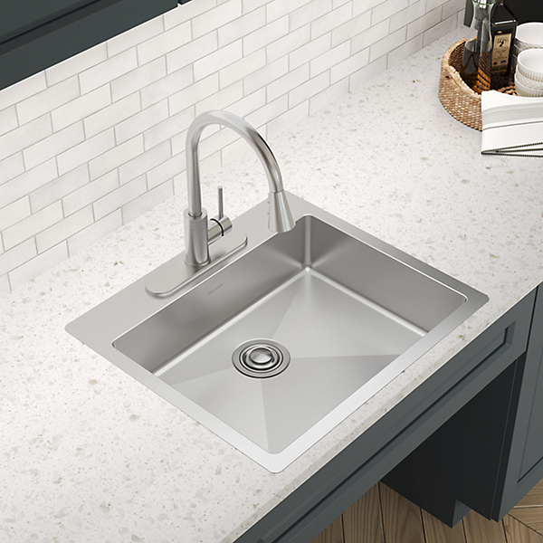 Elkay ECTSRAD2522600 | Crosstown Single Bowl, Dual Mount Sink | 25" x 22" x 6", 0-Hole