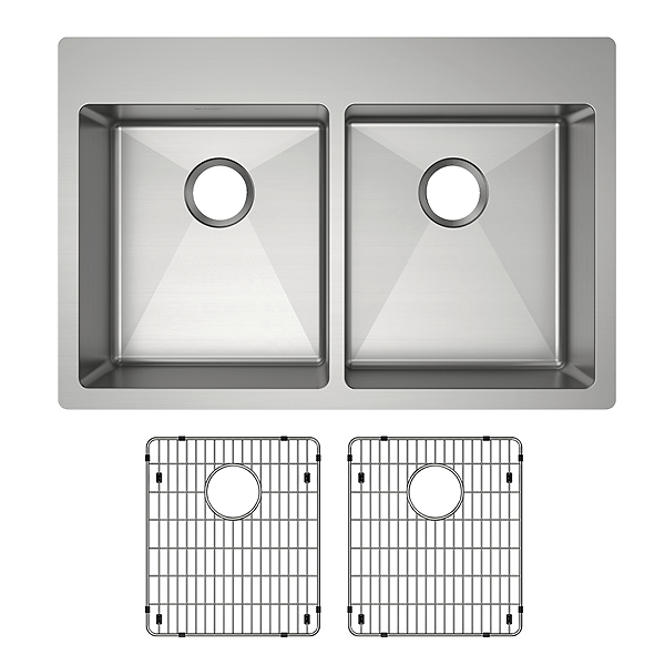 Elkay ECTSRAD33226TBG0 | Crosstown Equal Double Bowl Dual Mount Sink Kit | 33" x 22" x 6", 0 Hole