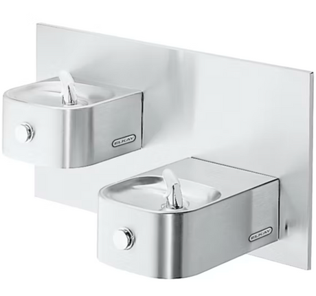 Elkay EDFP217C | Soft-sides Drinking Fountain, Bi-Level | Filterless, Non-refrigerated, Stainless Steel - BottleFillingStations.com