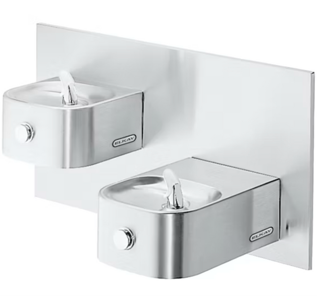 Elkay EDFP217C | Soft-sides Drinking Fountain, Bi-Level | Filterless, Non-refrigerated, Stainless Steel - BottleFillingStations.com