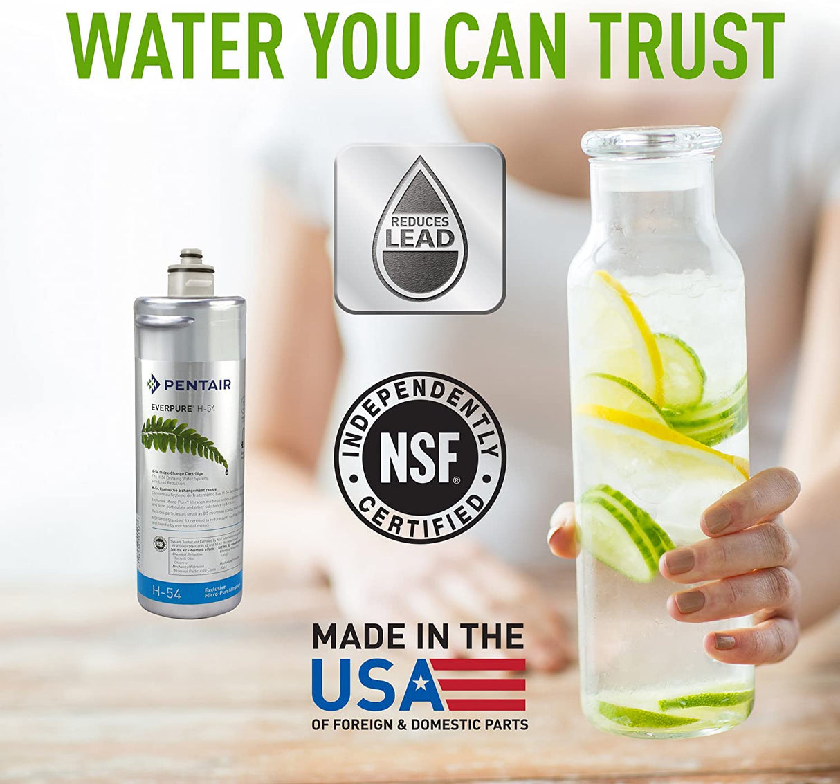 Pentair Everpure H-54 Water Filter - Enjoy clean, filtered water with this NSF-certified cartridge that reduces lead. Made in the USA, this filter is perfect for home or commercial use.
