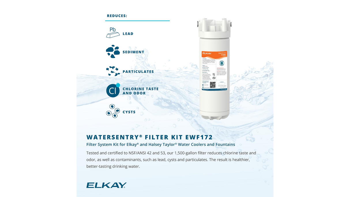 Elkay EWF172 | WaterSentry® VII Filter Kit | 1500-gallon capacity, For use with Filterless units - BottleFillingStations.com