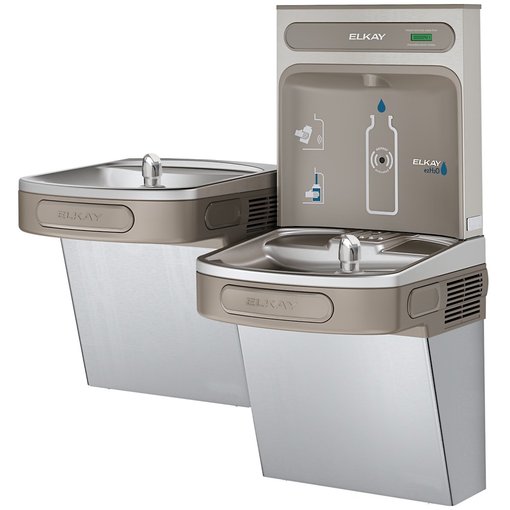 Elkay EZSTL8WSVRSK | Bi-Level Versatile Wall-mounted Bottle Filling Station | Filterless, Refrigerated, Stainless Steel - BottleFillingStations.com