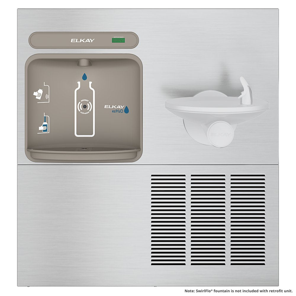 Elkay EZWS-ERPB8-RF  | In-wall Retrofit Bottle Filling Station | Filterless, Refrigerated, For use with SwirlFlo fountains, Stainless Steel
