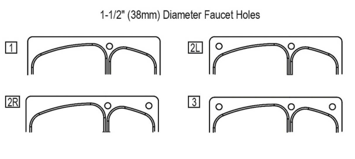 Elkay DPXSR2250R Faucet Hole Configurations