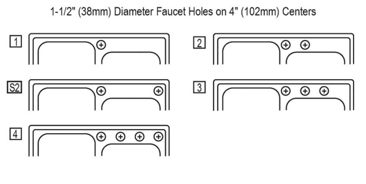 Elkay DXR250R Faucet Hole Configurations