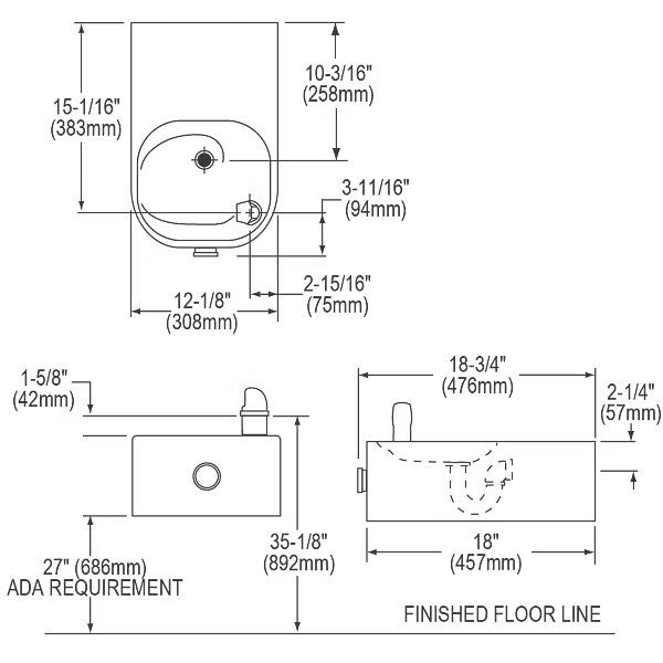 Elkay EDFP214C | Wall-mount Soft-sides Drinking Fountain | Filterless, Non-refrigerated