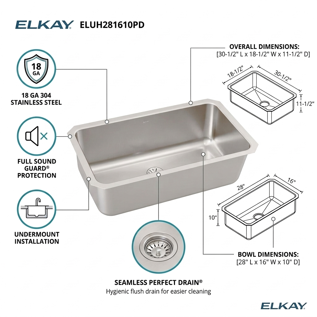 Elkay ELUH281610PD