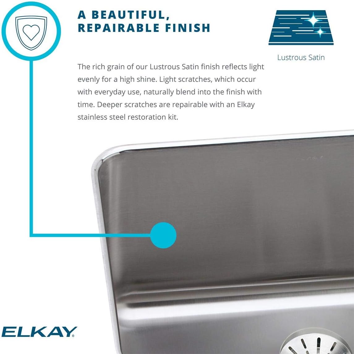 Elkay ELUH2115PD | Lustertone Classic, Single Bowl Undermount Sink | 23-1/2" x 18-1/4"
