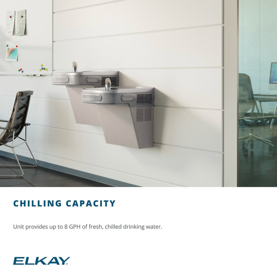 Elkay EZSTL8LC | Wall-mount Versatile Bi-Level Drinking Fountain | Filterless, Refrigerated, EZ-style, Granite Gray - BottleFillingStations.com