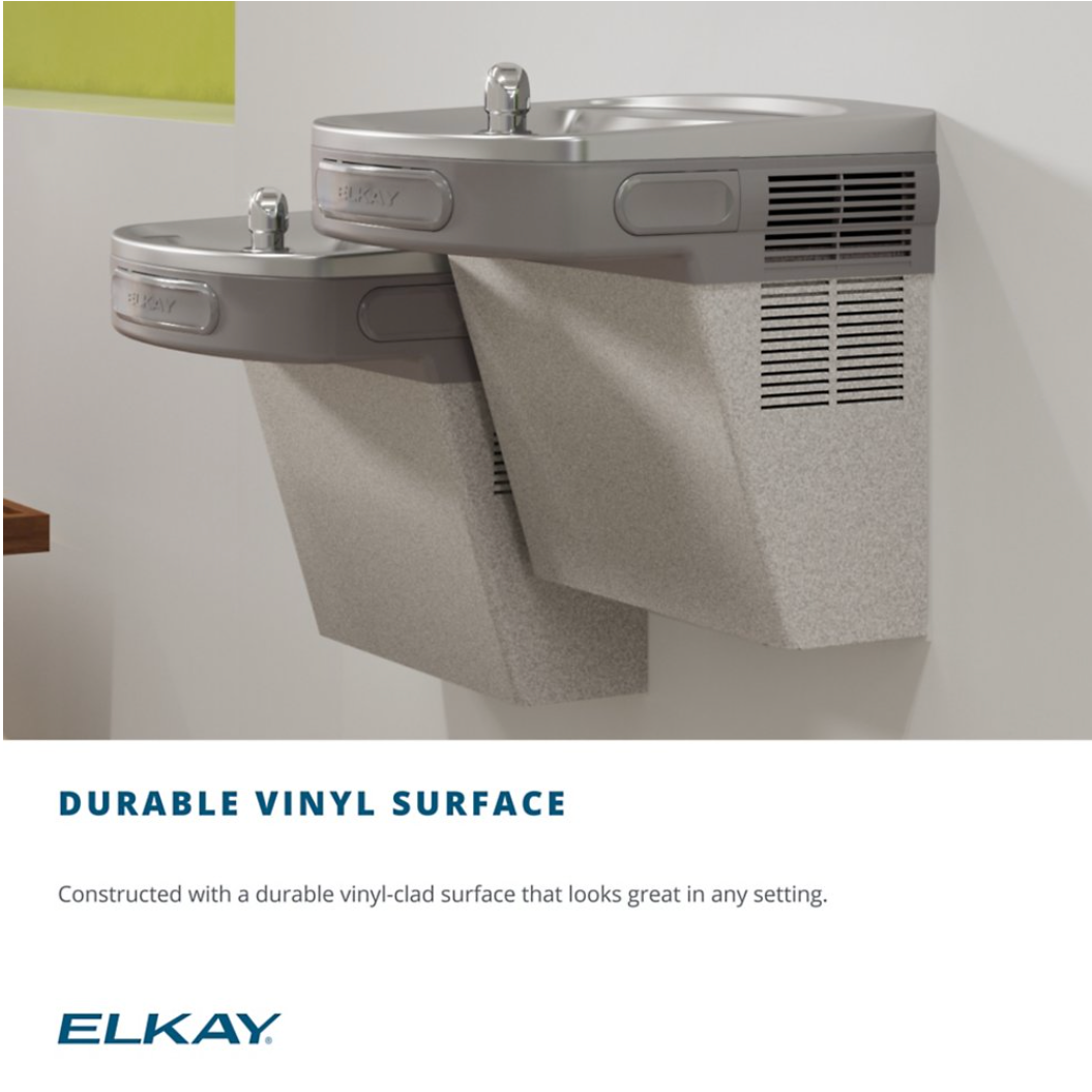 Elkay EZSTL8LC | Wall-mount Versatile Bi-Level Drinking Fountain | Filterless, Refrigerated, EZ-style, Granite Gray - BottleFillingStations.com
