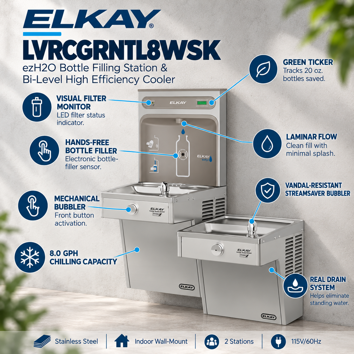 Elkay LVRCGRNTL8WSK