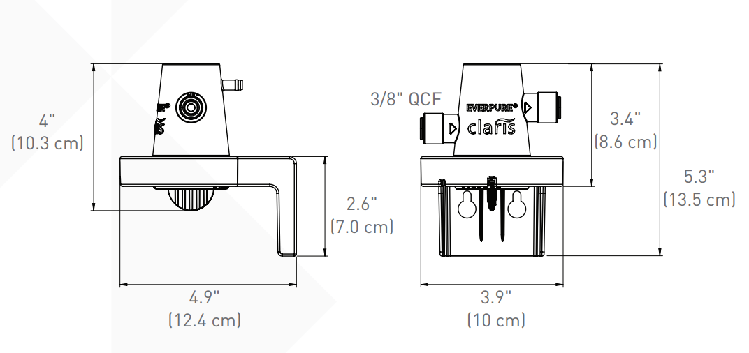 Everpure EV433992 | Claris Gen2 3/8" QPC Head Dimension