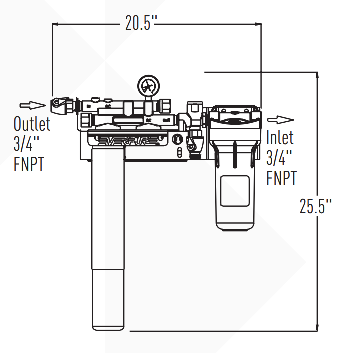 Everpure EV979721 | Kleensteam II Single System Dimension