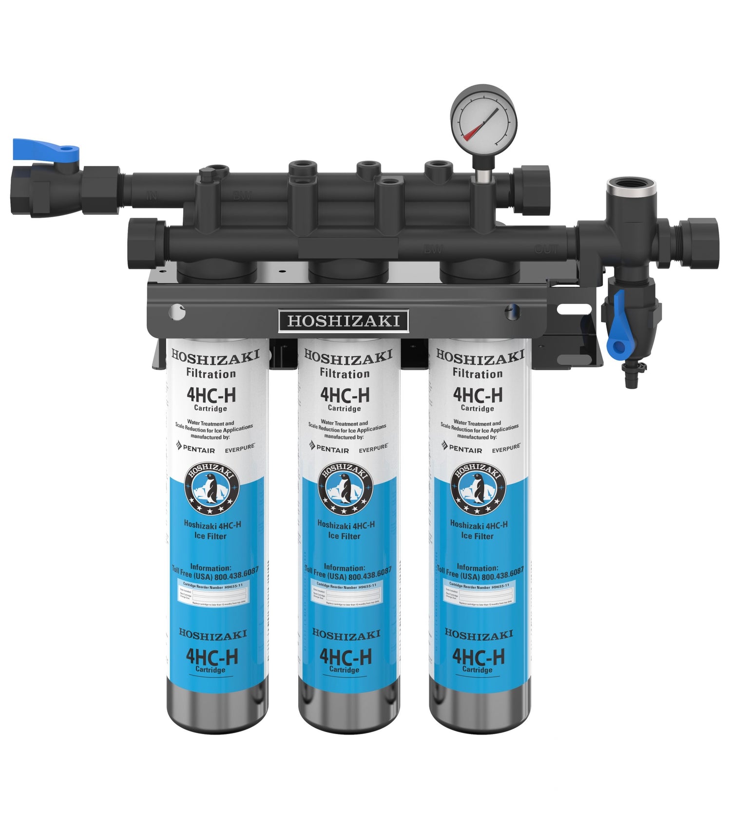 Hoshizaki H9320-53 | Triple 4HC-H Water Filter System with Manifold & Cartridge | 63,000 Gal Capacity, 0.5 Micron
