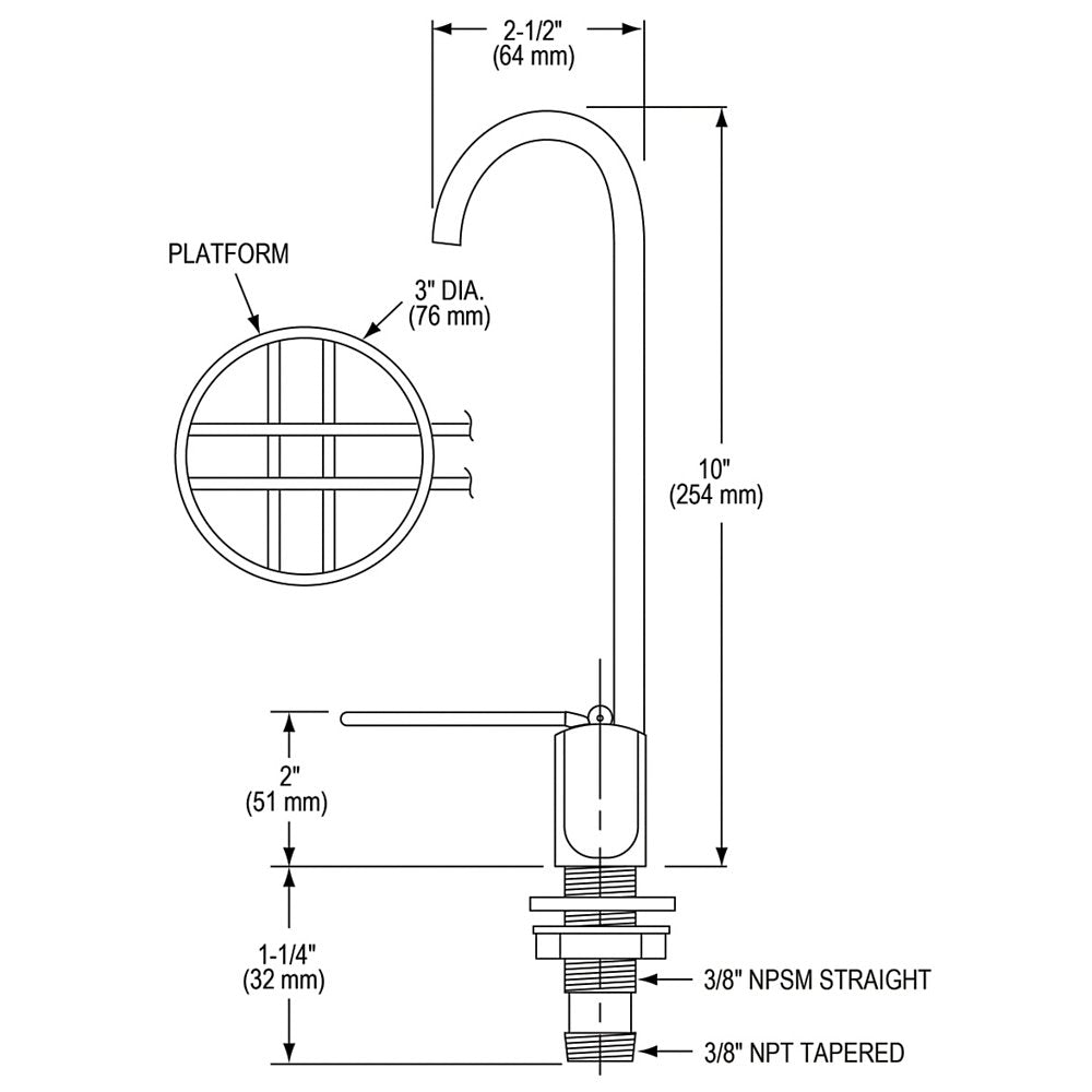 Elkay LK1114 Chrome Glass Filler Dimensions