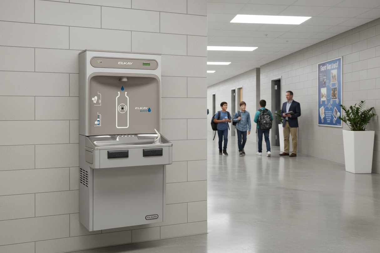 Elkay LMABF8WSLK | Wall-mount Bottle Filling Station | Filtered, Refrigerated, EMAB-style fountain, Granite Gray