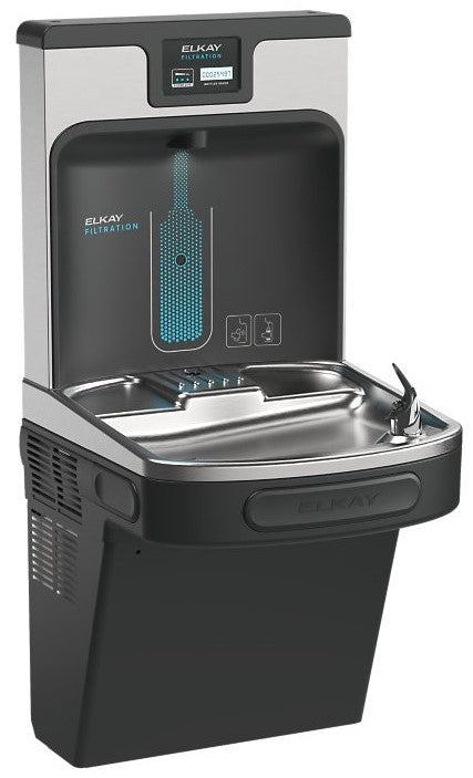 Elkay LZS8WSMP-PF | Enhanced ezH2O PFOA/PFOS Reduction Bottle Filling Station | Filtered, Refrigerated, Midnight Black
