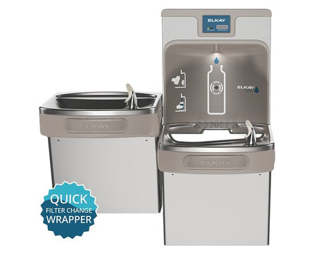 Elkay LZSTL8WSSP |  Wall-mount Enhanced EZH2o Versatile Bi-level Bottle Filling Station | Filtered, Refrigerated, EZ-style fountains, Stainless Steel - BottleFillingStations.com
