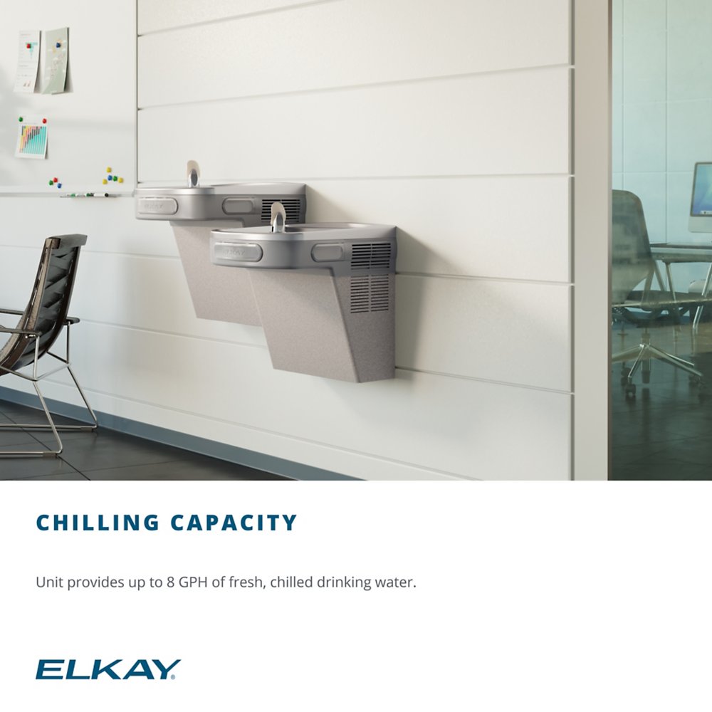Elkay EZS8L | Wall-mounted Drinking Fountain | Filterless, Refrigerated, Granite Gray