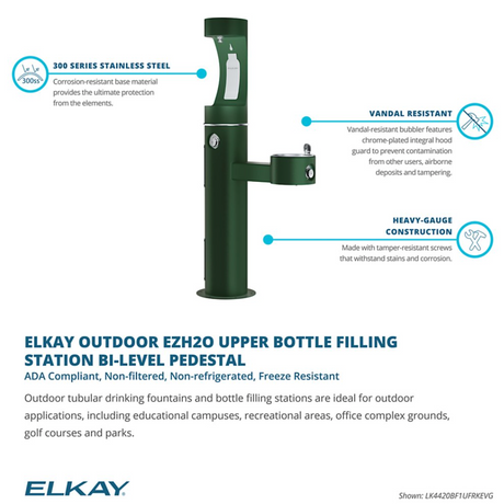 Elkay LK4420BF1UFRK | Freestanding Bottle Filling Station | Filterless, Non-refrigerated, Freeze-resistant - BottleFillingStations.com