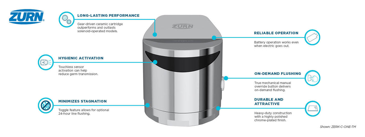 Zurn ZERK-C-DF-TM | ZER EZ Series Gear-Driven Sensor | Dual Flush, 1.6/1.1 gpf