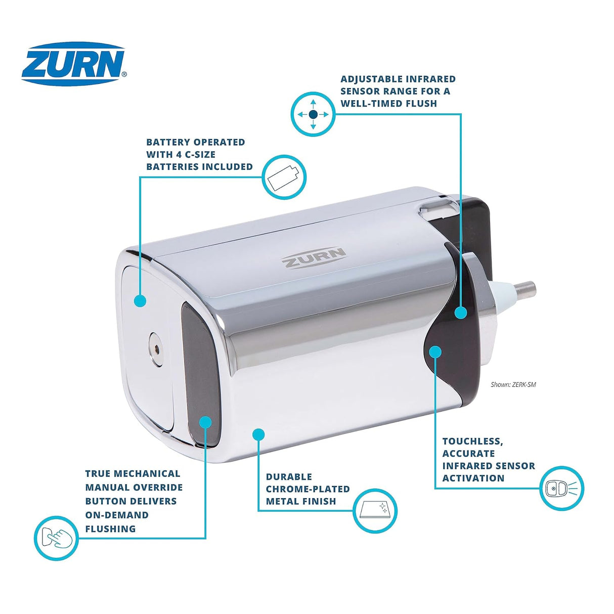 Zurn ZERK-SM | Flush Side-Mount Sensor Retrofit Kit for Water Closet or Urinal Flush Valves