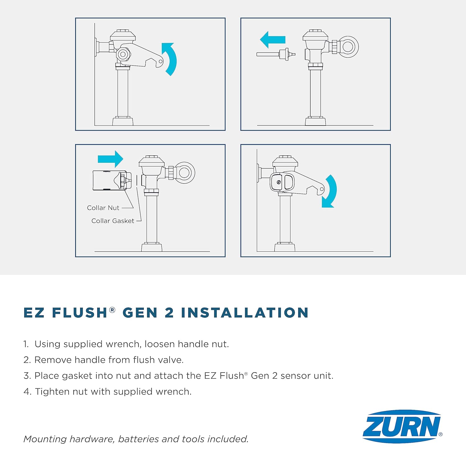 Zurn ZERK-SM | Flush Side-Mount Sensor Retrofit Kit for Water Closet or Urinal Flush Valves