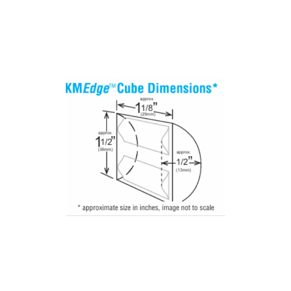 KMEdge Cube Dimensions diagram with measurements in inches