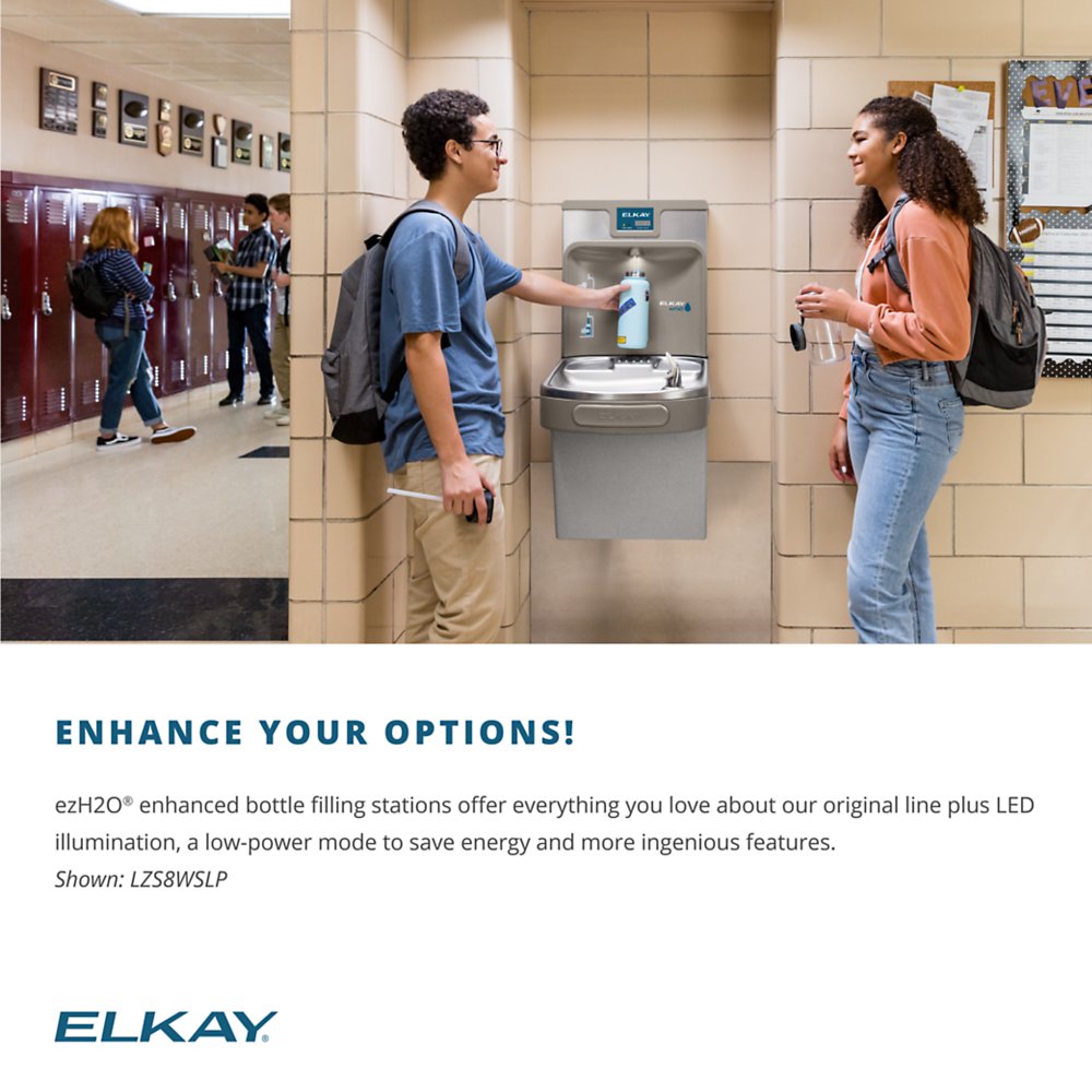 Elkay LZS8WSLP | Enhanced EZH2O Bottle Filling Station | Filtered, Refrigerated, Light Gray - BottleFillingStations.com