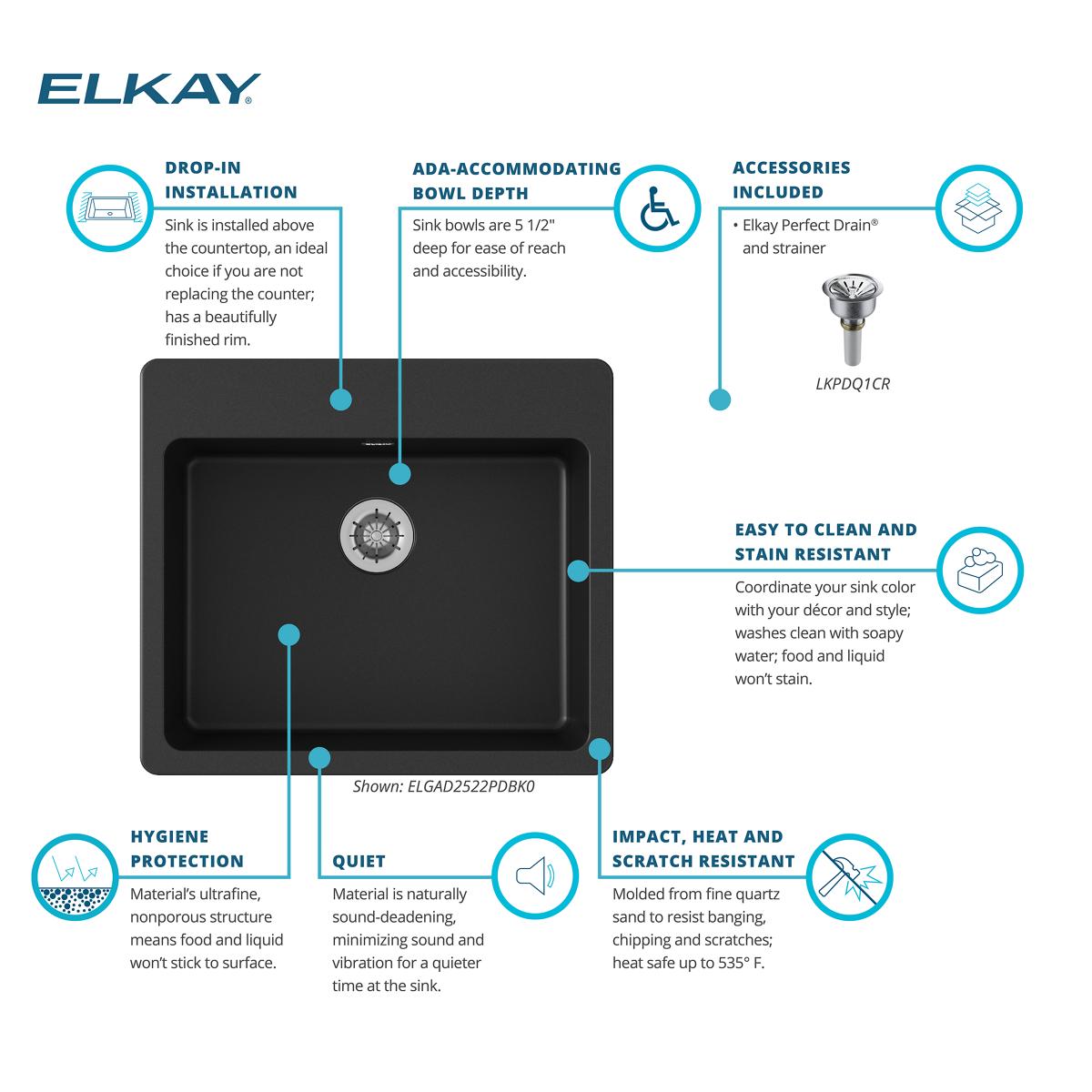 Elkay ELGAD2522PDBK0
