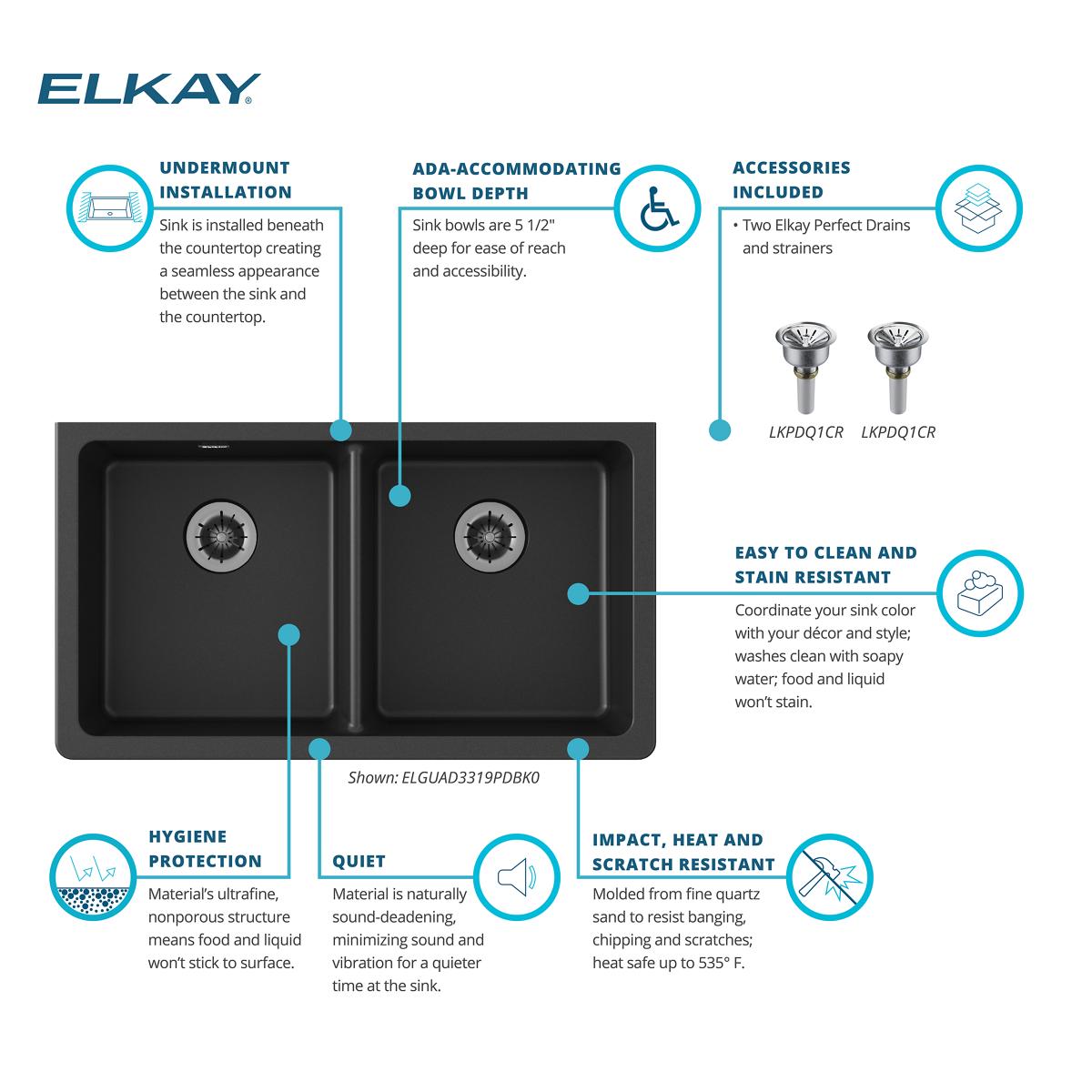 Elkay ELGUAD3319PDBK0