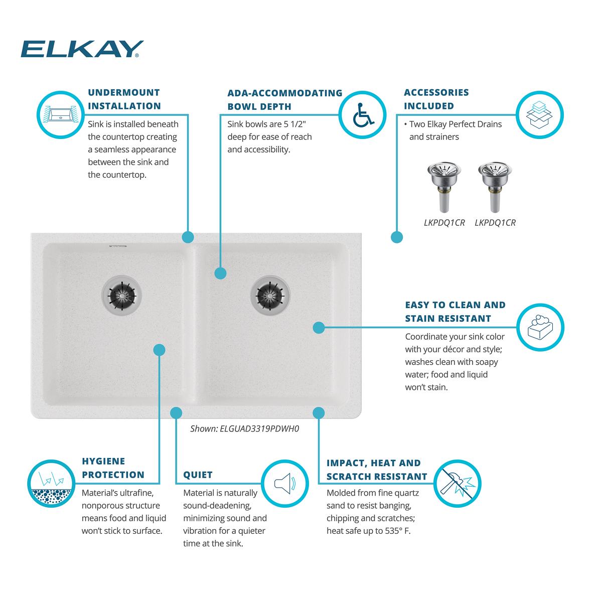 Elkay ELGUAD3319PDWH0