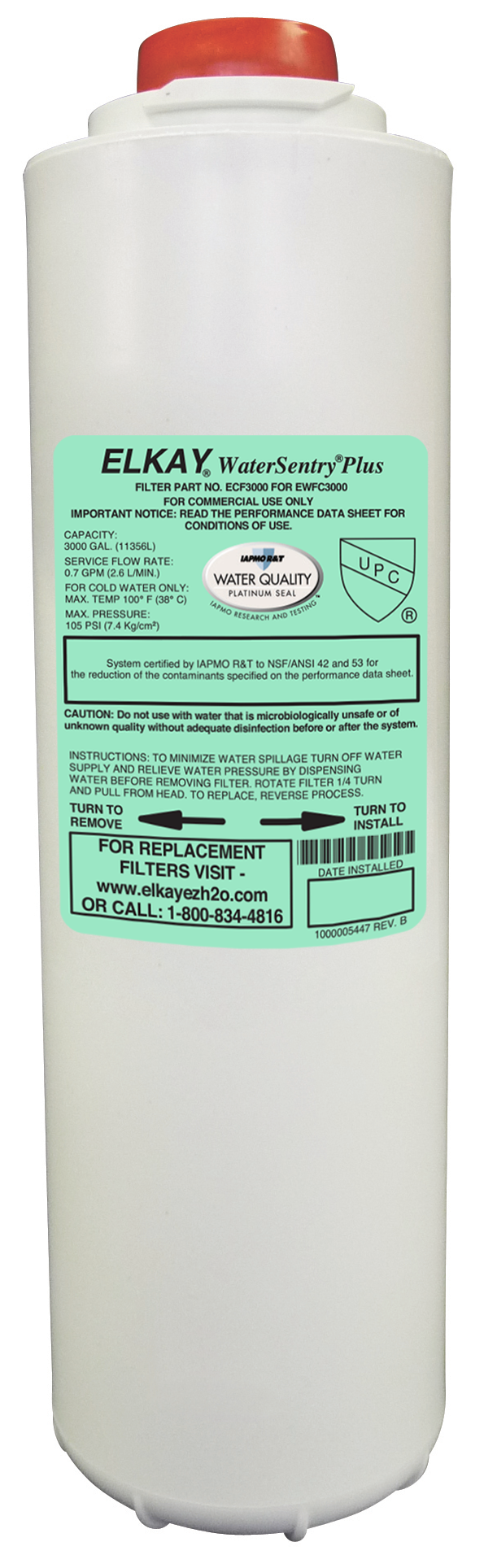 Elkay ECF3000 | WaterSentry Plus Replacement Filter | For use with Built-in Water Dispenser (Liv 'commercial' units)