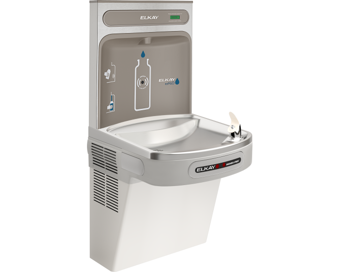 Elkay EZO8WSLK | Wall-mount Bottle Filling Station | Filterless, Refrigerated, EZ-style fountain, Hands-free, Granite Gray - BottleFillingStations.com