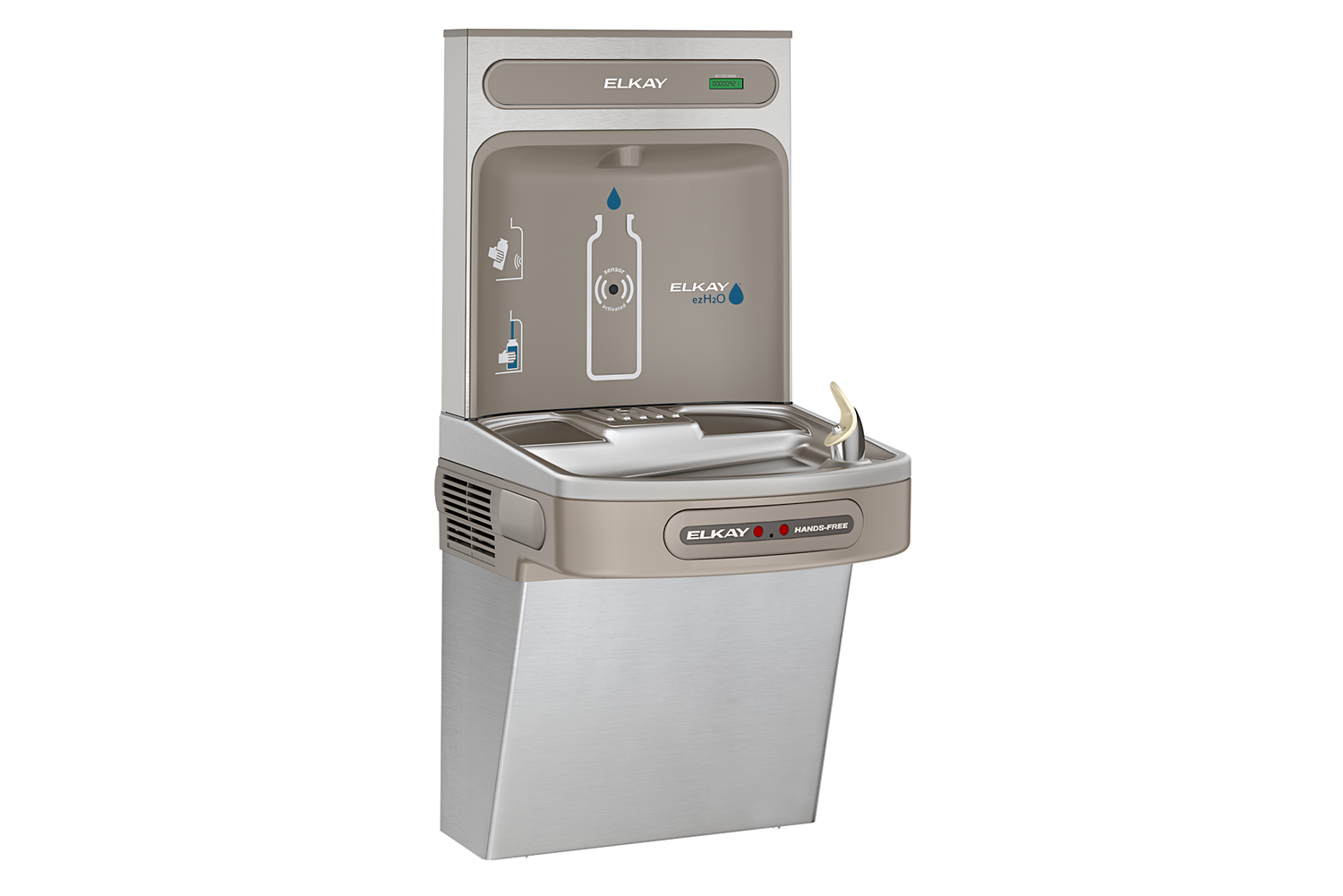 Elkay EZO8WSSK | Wall-mount Bottle Filling Station | Filterless, Refrigerated, EZ-style fountain, Hands-free, Stainless Steel